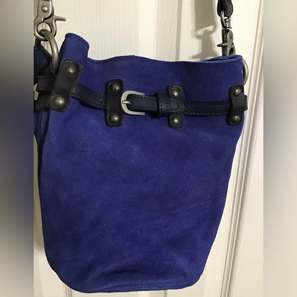 Free People Soren Cobalt Suede Bucket Bag - Picture 2 of 7